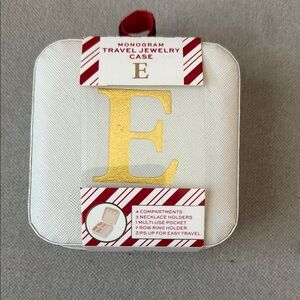 Monogram Travel Jewelry Case with Gold Letter E